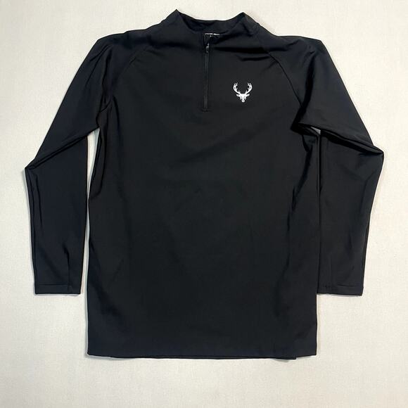 Bucked Up Men's Black Compression Quarter-Zip Long Sleeve Pullover - Size L - Picture 1 of 10